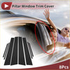 Black smooth pillar window trim cover for toyota prius 2016-2022 with sleek finish shown from back side