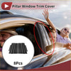 Black carbon fiber car door pillar window trim cover for Toyota Noah 2008-2013 shown from the back side