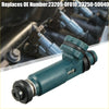 Teal fuel injector with black rubber seals and metallic fittings for toyota 4runner tundra 4.7l 2000-2005 replacement
