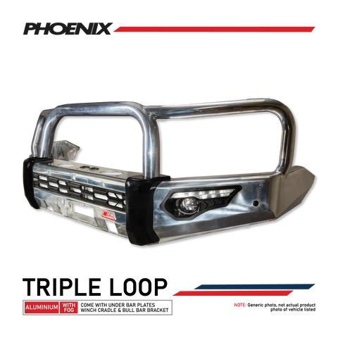 MCC Phoenix 808-01A Triple Loop Aluminium Bull Bar - Ford Ranger 2022+