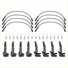 Black ignition coil pack and spark plug set with wires for ford f150 automotive use showing the back side
