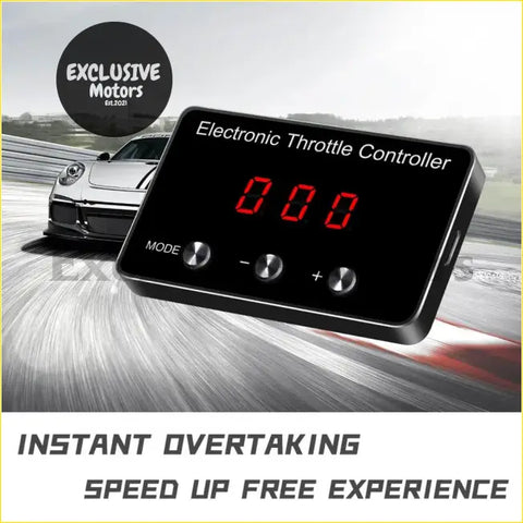 Black 9-mode electronic throttle controller with red digital display and silver buttons for nissan stagea m35 series