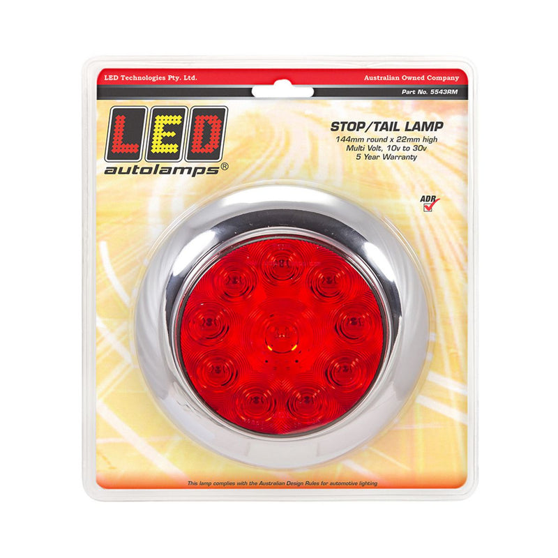 LED Autolamps Multi Volt Round Stop/Tail/Turn Lamp Chrome