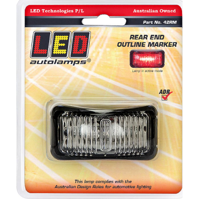 LED Autolamps Rear Marker with Black Base Red 74x38x35mm