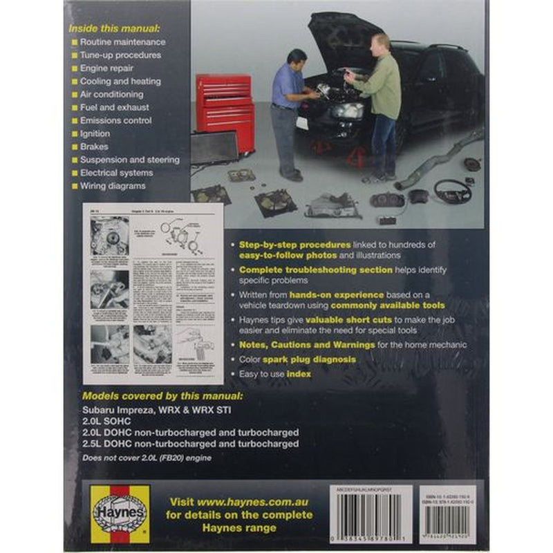 Haynes Repair Manual Suits Subaru Impreza, WRX & STI