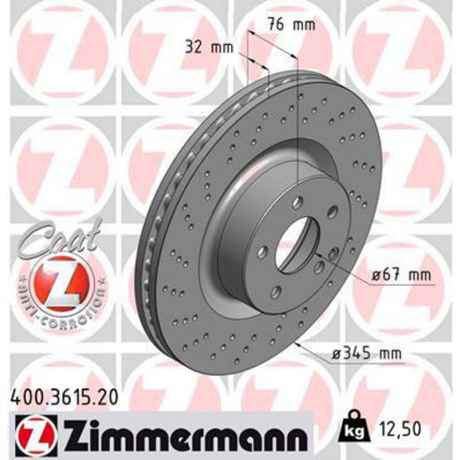 Zimmermann OE Coat Z Brake Rotor Single 345mm Front