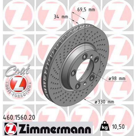 Zimmermann OE Coat Z Brake Rotor 330mm Front LH