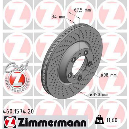 Zimmermann OE Coat Z Brake Rotor Single 350mm Front RH