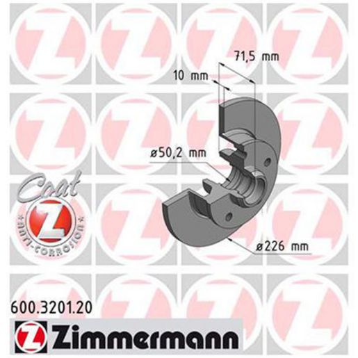 Zimmermann OE Coat Z Brake Rotor Single 226mm Rear