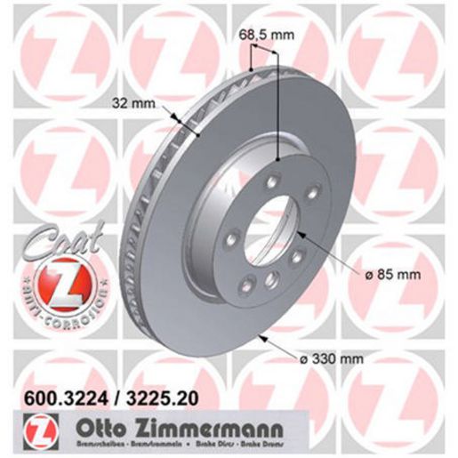 Zimmermann OE Coat Z Brake Rotor 330mm Front LH