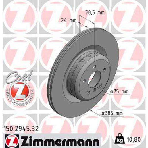 Zimmermann Formula F Coat Z Brake Rotor Single 385mm Rear