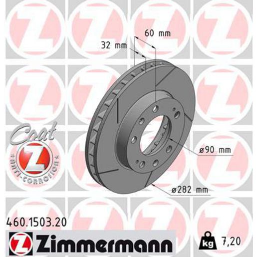 Zimmermann OE Coat Z Brake Rotor 282mm Front RH