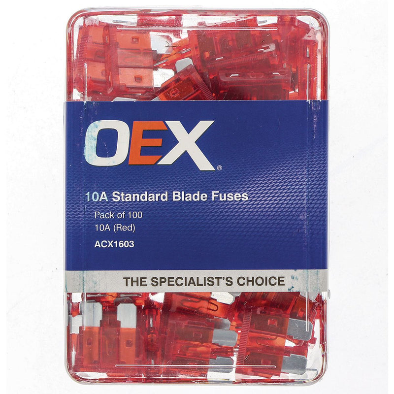 OEX Fuse Standard Blade 10A Red (Pack of 100) ACX1603
