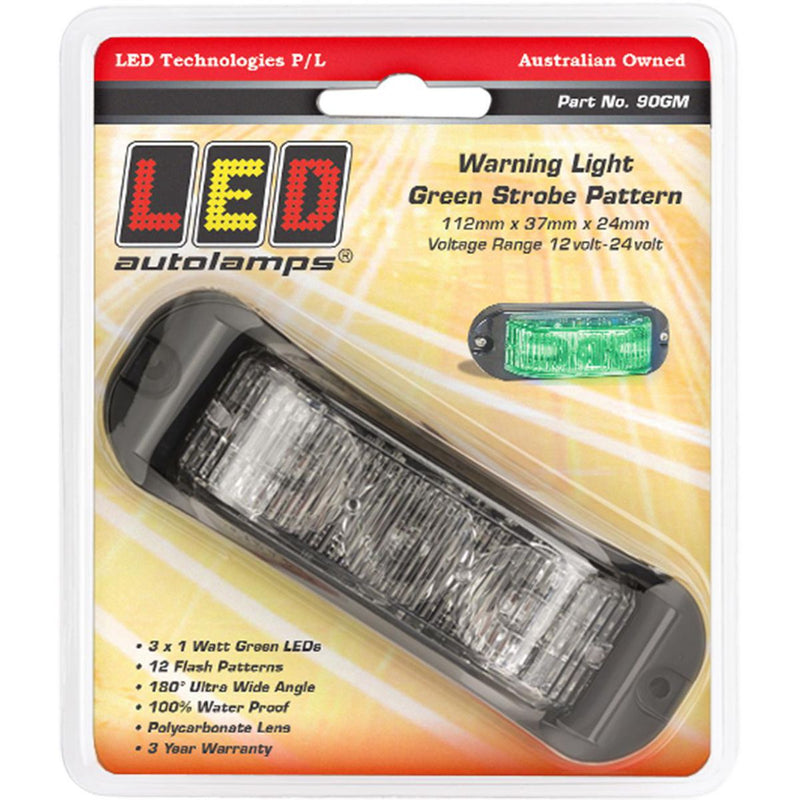 LED Autolamps Green Emergency Lamp with Strobe 112mm