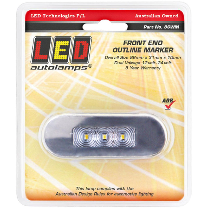 LED AutoLamps Front Marker with Stainless Steel Bezel