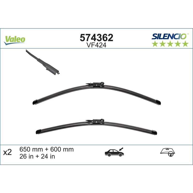 Valeo Silencio Wiper Blade Set Front VF424 574362