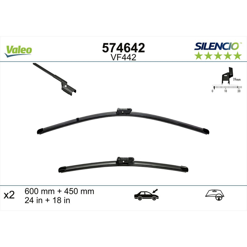 Valeo Silencio Wiper Blade Set Front VF442 574642