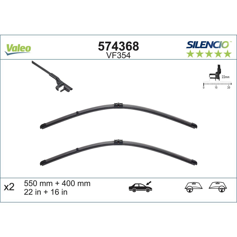 Valeo Silencio Wiper Blade Set Front VF354 574368
