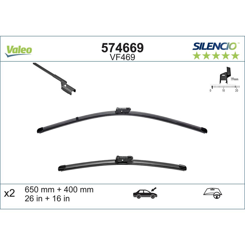 Valeo Silencio Wiper Blade Set Front VF469 574669