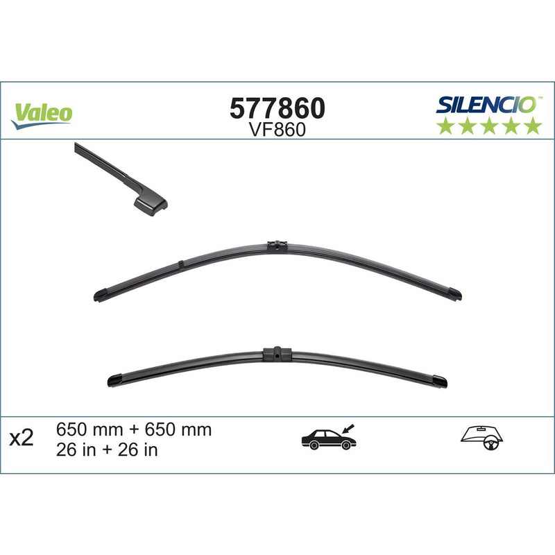 Valeo Silencio Wiper Blade Set Front VF860 577860