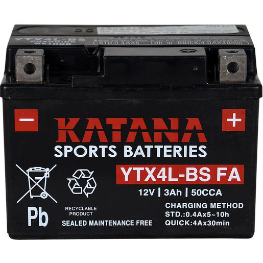 Katana 12V 3Ah Motorcycle AGM Battery YTX4L-BS FA