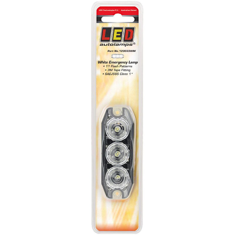 LED Autolamps White Emergency Lamp SAE J595 Class 1 89mm