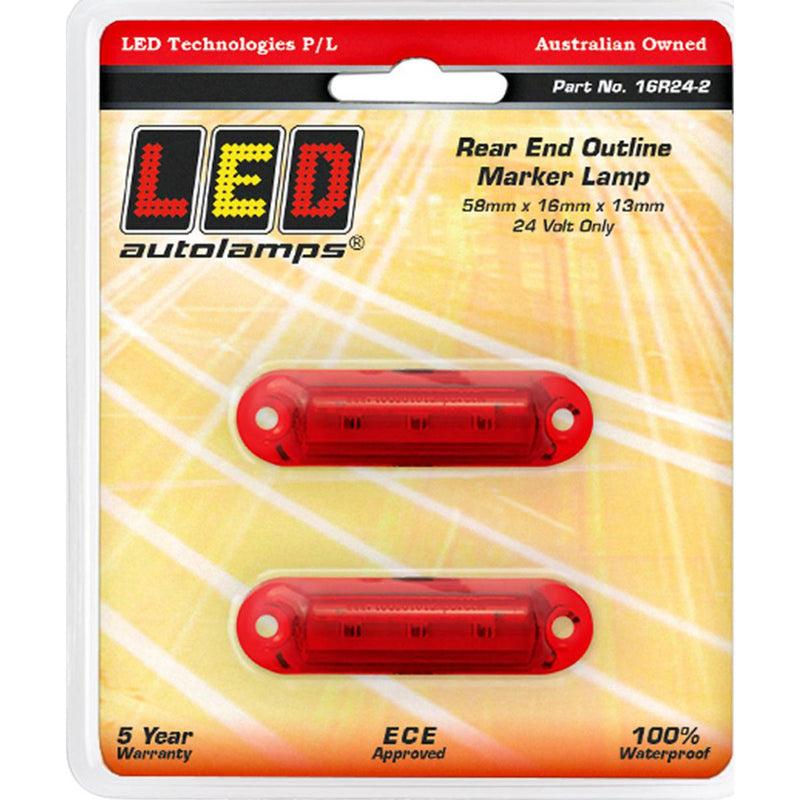 LED Autolamps Super Small Rear Marker Lamp Red 58x16x13mm