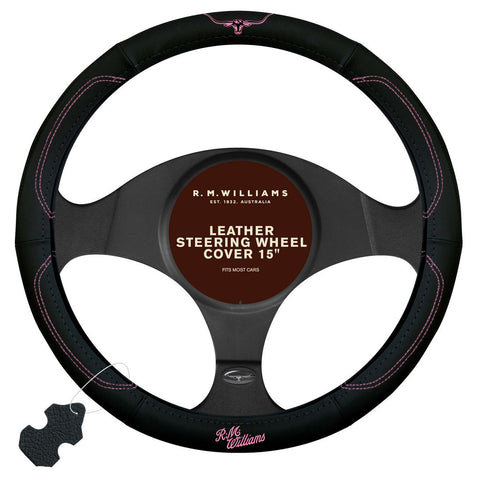 R.M. Williams Jillaroo Pink Leather Steering Wheel Cover