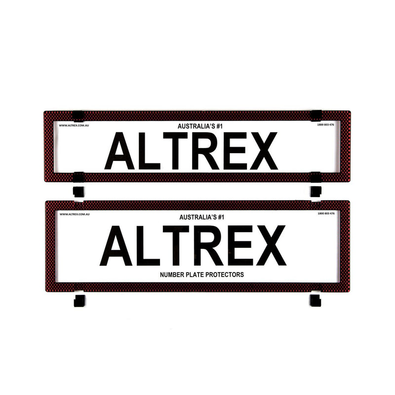 Altrex Number Plate Cover 6 Figure Red Carbon Fibre