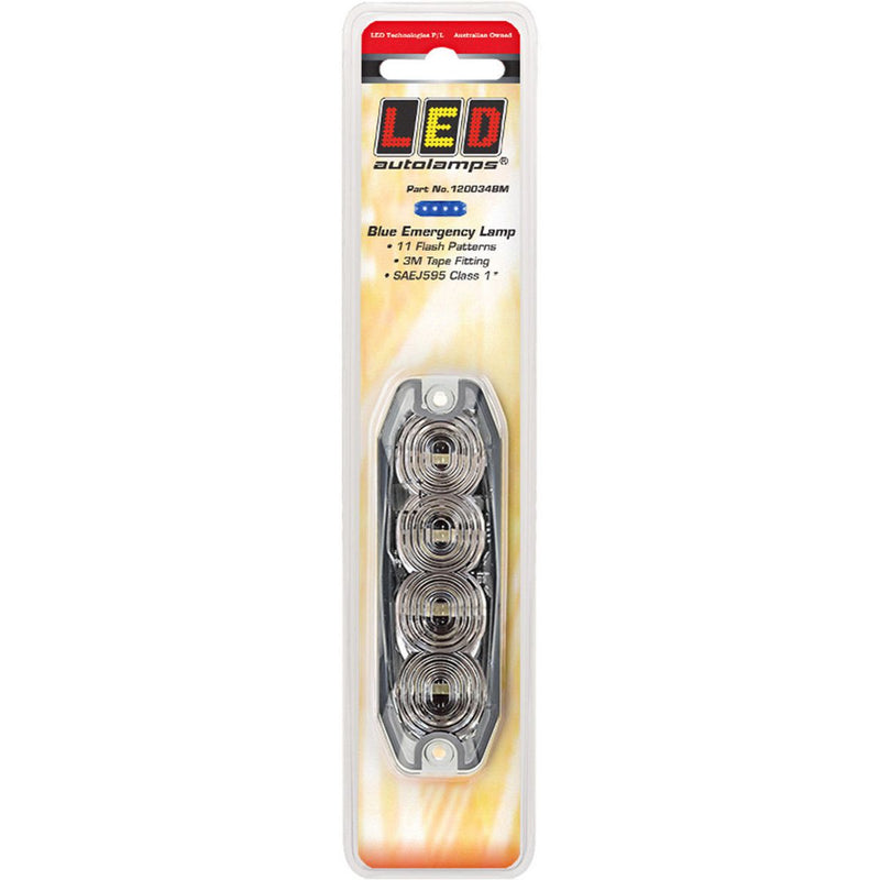 LED Autolamps Blue Emergency Lamp SAE J595 Class 1 98mm