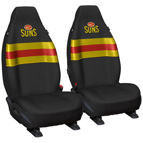 AFL Front Car Seat Covers Polyester, Black/Yellow - Pair
