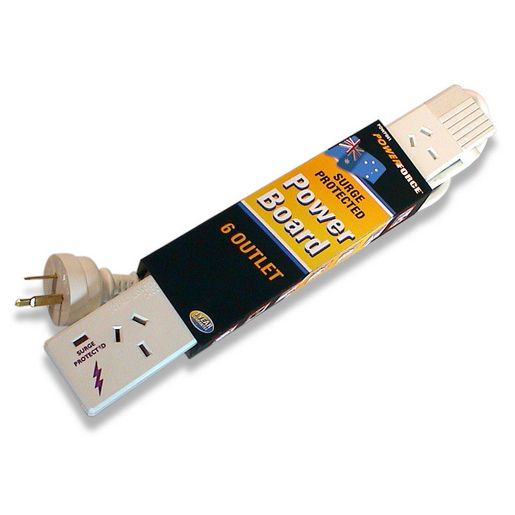Powerforce 6 Outlet Powerboard & 1M Cable Surge Protected