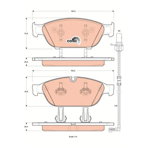 TRW Cotec Brake Pad Set Front GDB1897