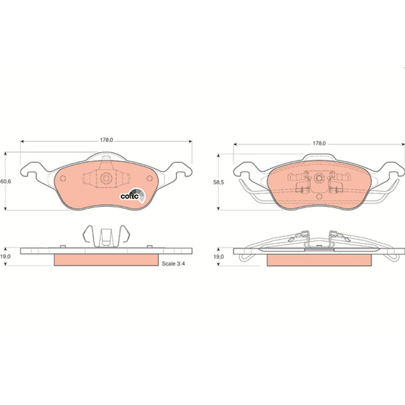 TRW Cotec Brake Pad Set Front GDB1358