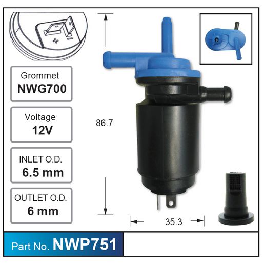 Nice Products Windscreen Washer Pump NWP751