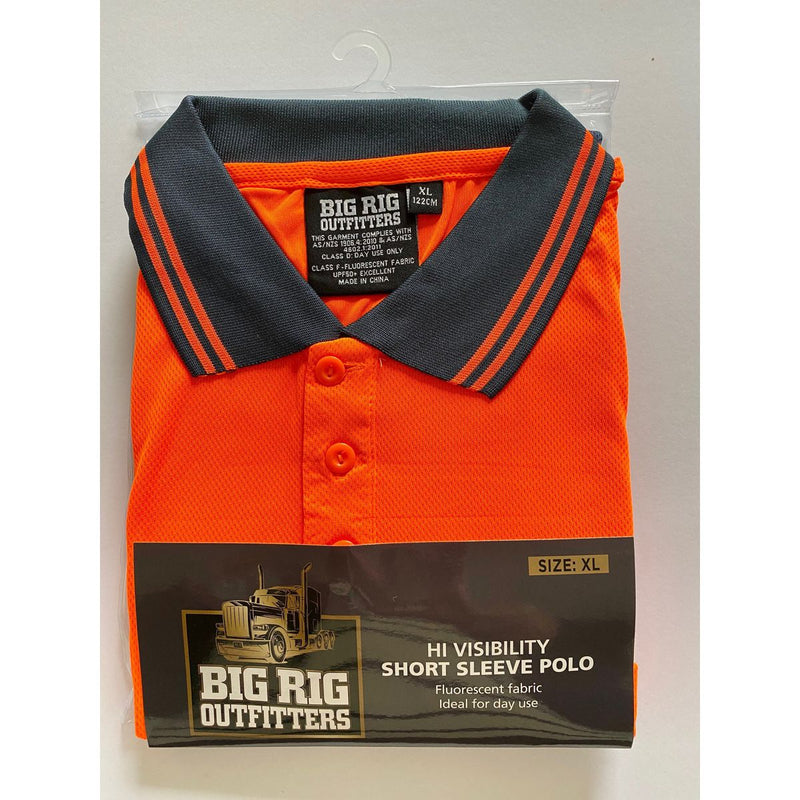 Big Rig Outfitters Men'S Short SleEVe Hi Vis Polo Orange