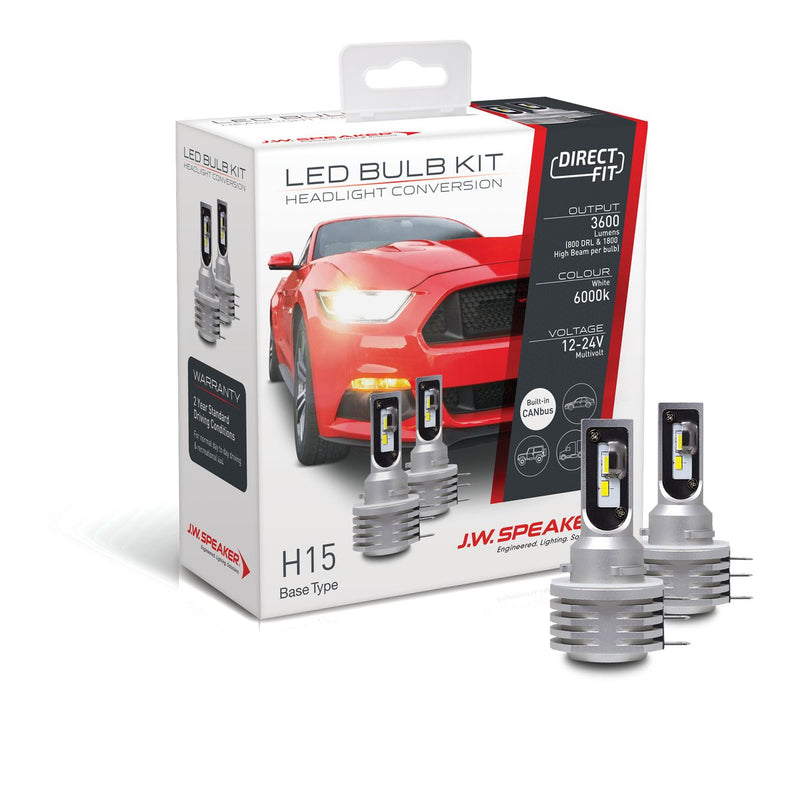 JW Speaker H15 LED Direct Fit Bulb Kit 12/24V 6000K Ford
