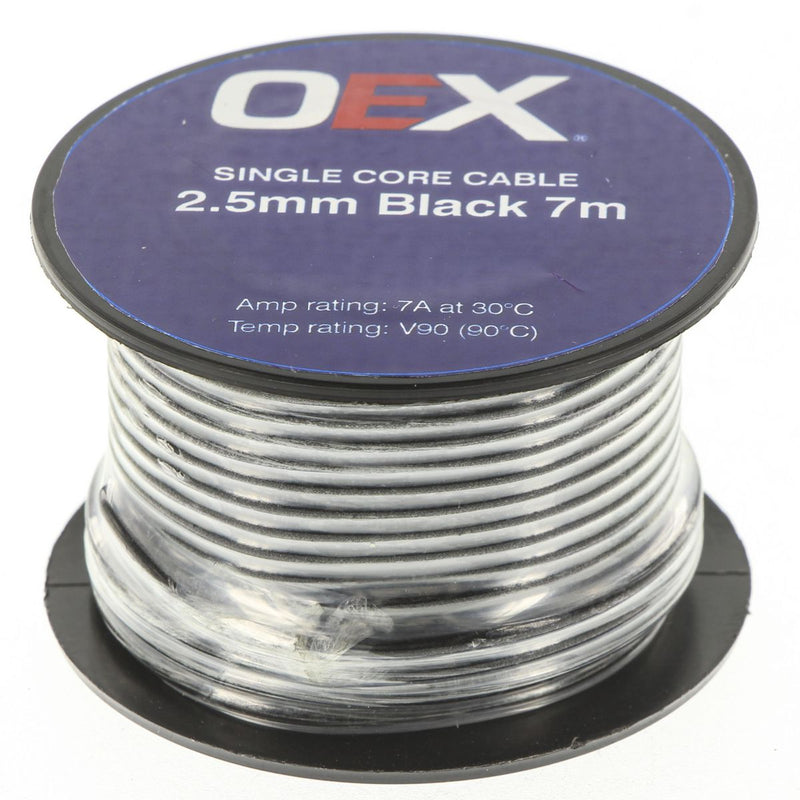 OEX Auto Cable 7A Single Core 2.5mm x 7m Black ACX0693-7M