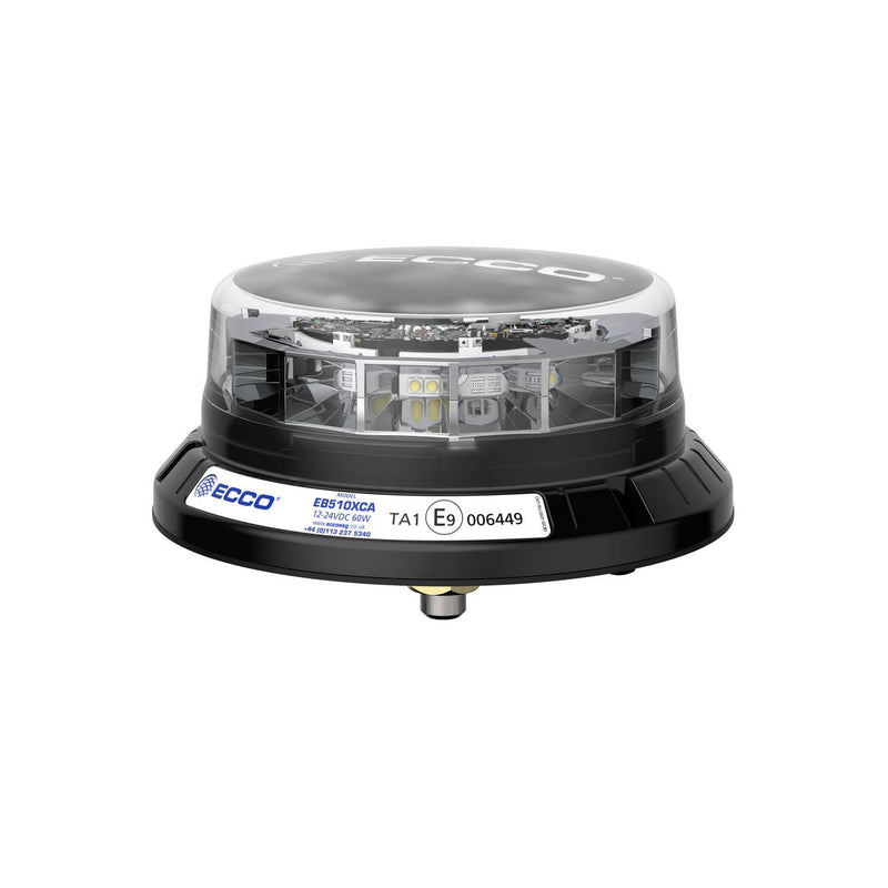 Ecco 12/24V Amber Beacon Clear Lens, Low Profile , Fixed