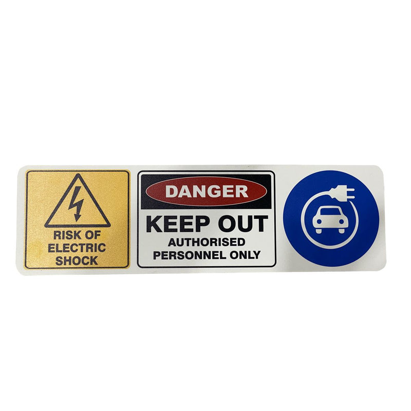 Elec. Factory Outlet EV Danger Sign 120mm X 410mm Evdanger