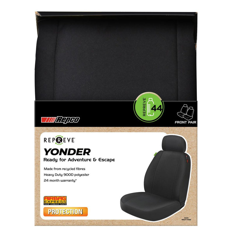 Maxitrac Front Car Seat Covers Repreve, Black - Pair