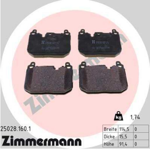 Zimmermann Brake Pad Front Set 25028.160.1