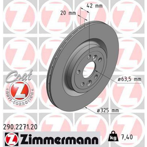 Zimmermann OE Coat Z Brake Rotor Single 325mm Rear