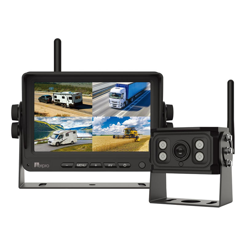 Aerpro 7In Wireless Heavy Duty Quad View Monitor 1080P HD