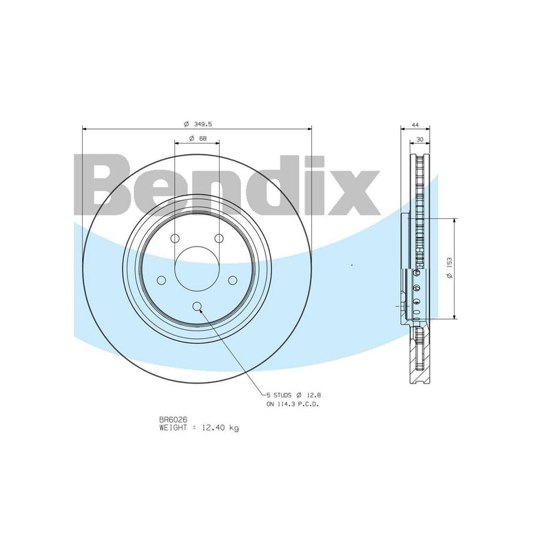 Bendix General CT Brake Rotor Single BR6026 GCT