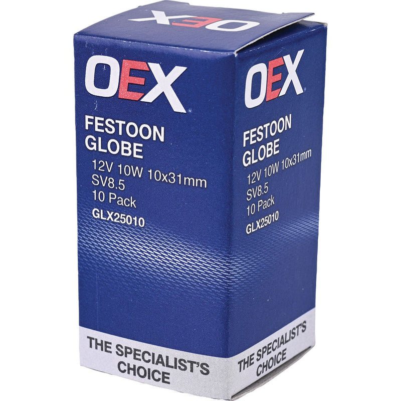OEX 12V 10W 10x31 Festoon Globe - T-10 GLX25010