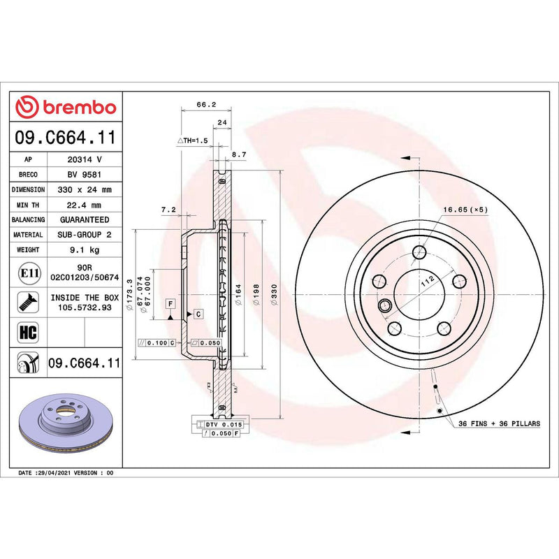 Brembo Brake Disc 09.C664.11