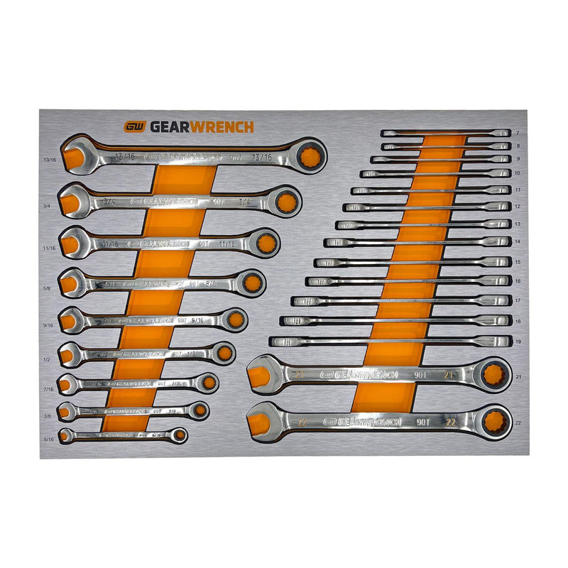 Gearwrench 24 Pc. Ratcheting Wrench Metric & SAE EVA Tray