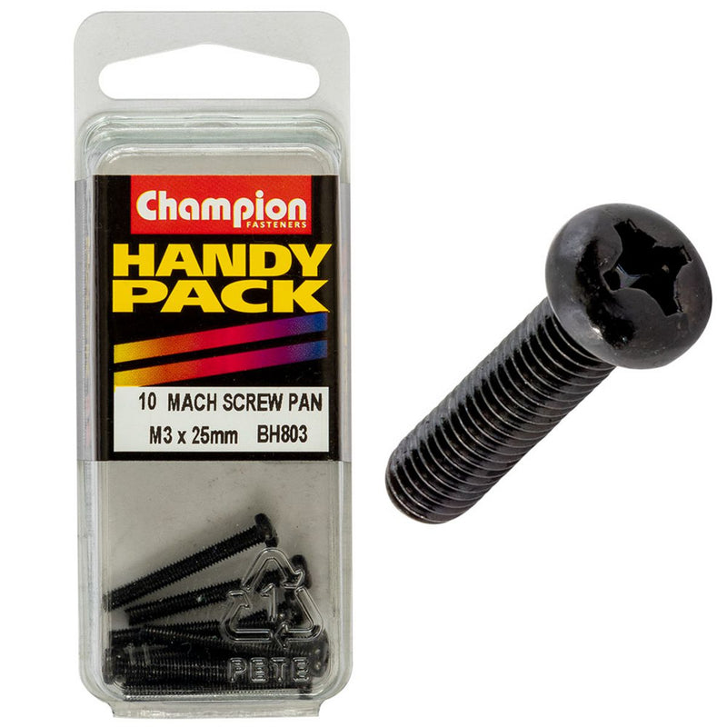 Champion M3 X 25mm Black Machine Screws BH803