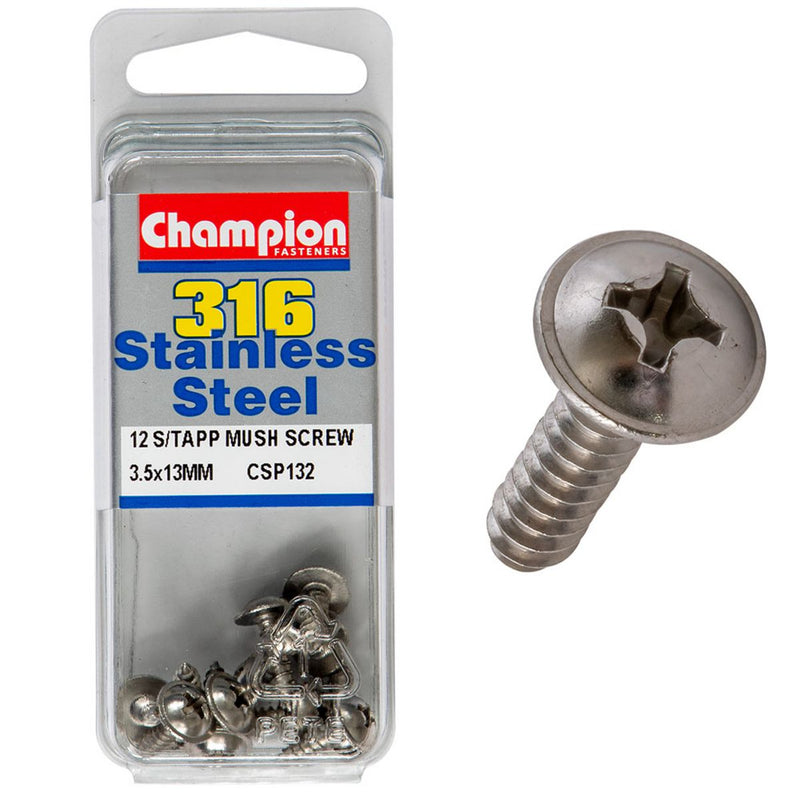 Champion 3.5mm X 13mm Mushroom Head Self-Tapping Screws